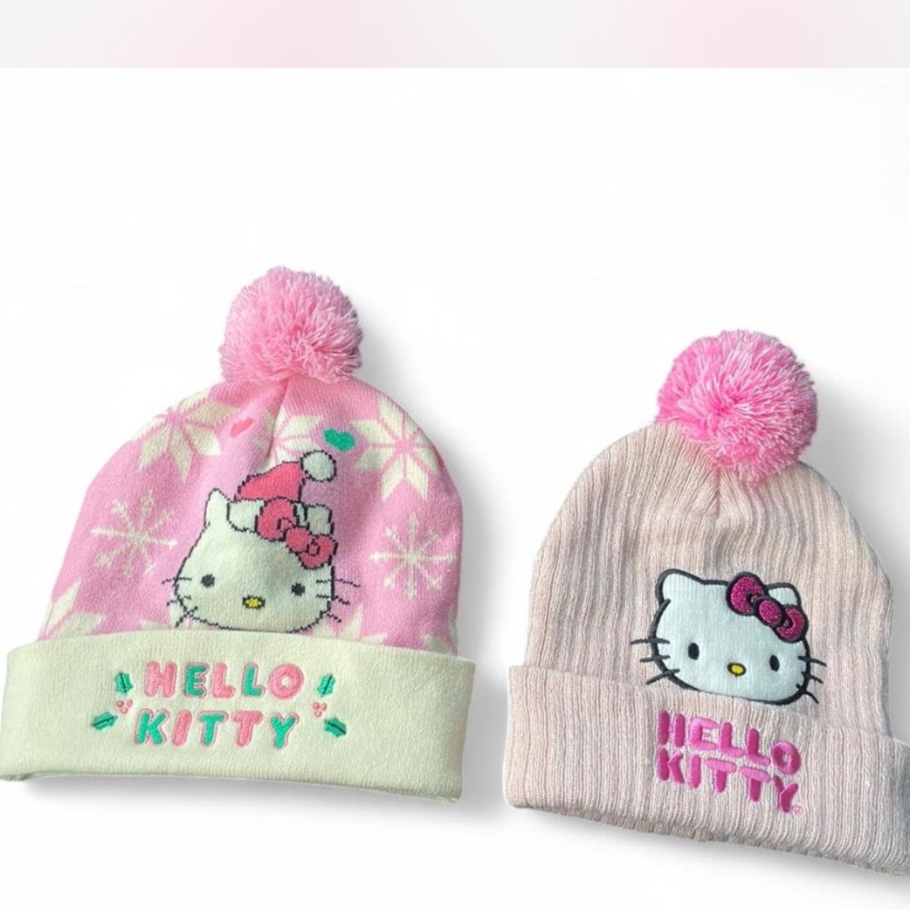 Hello Kitty Pink and Cream Beanie Set
